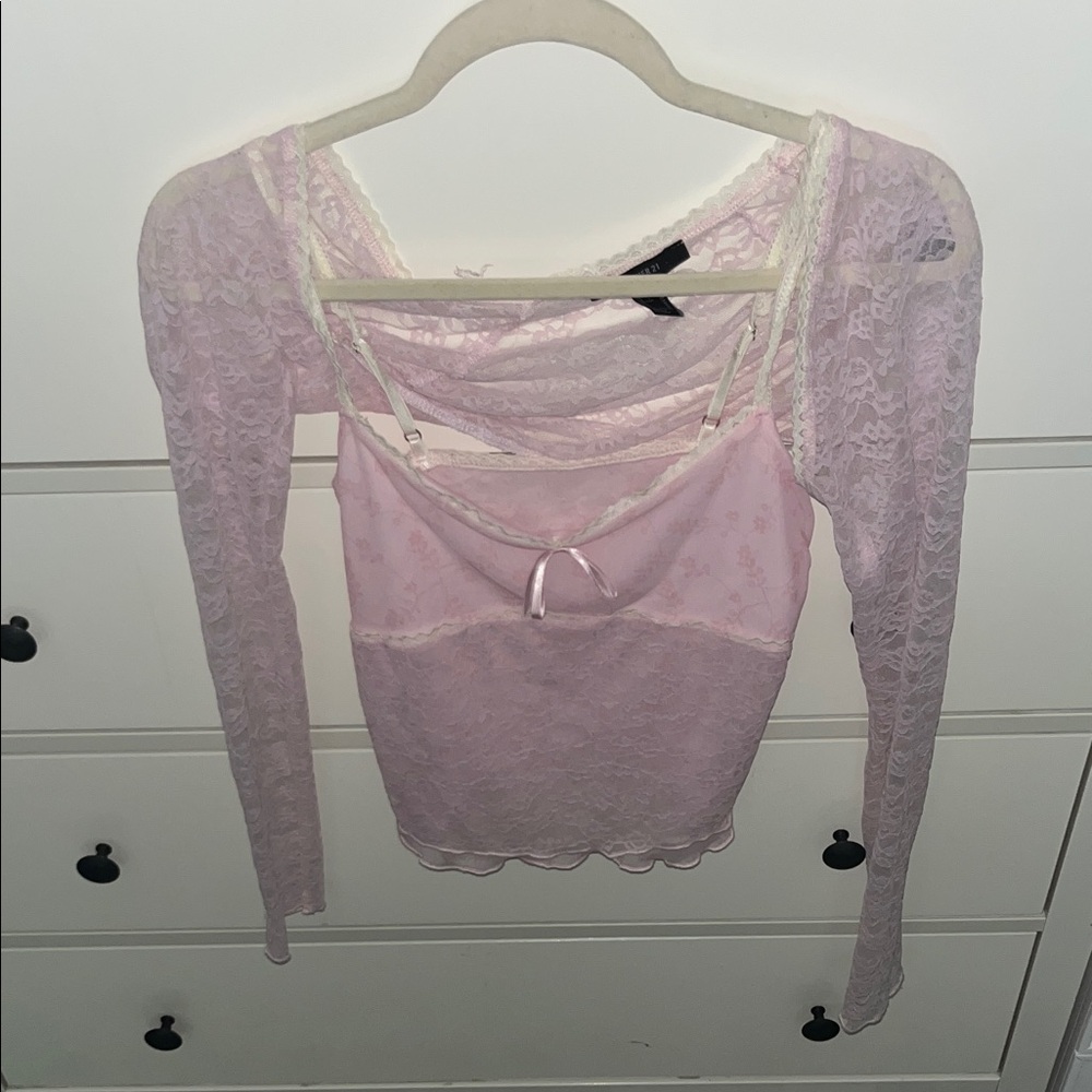 Forever 21 Light Pink Lace Top